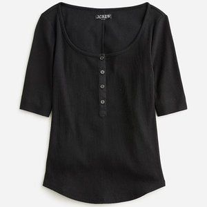 NWT J. Crew Black Vintage Rib Henley T-Shirt, S